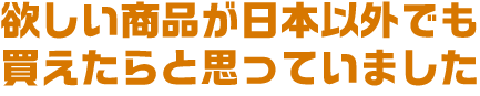 欲しい商品が日本以外でも買えたらと思っていました